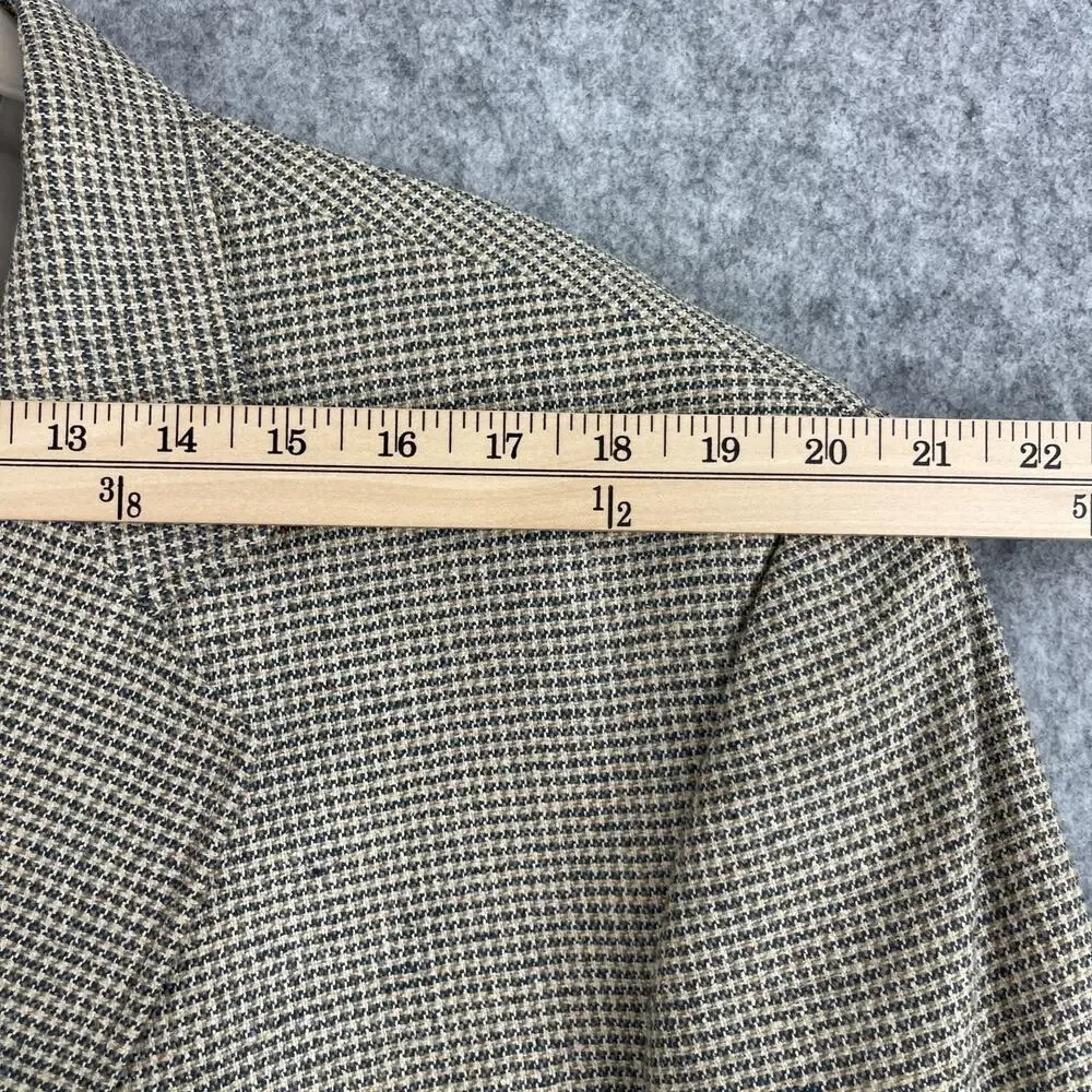 Luskeys Ryons Silk Western Blazer Sport Coat Mens 48L Beige Houndstooth‎ Cowboy